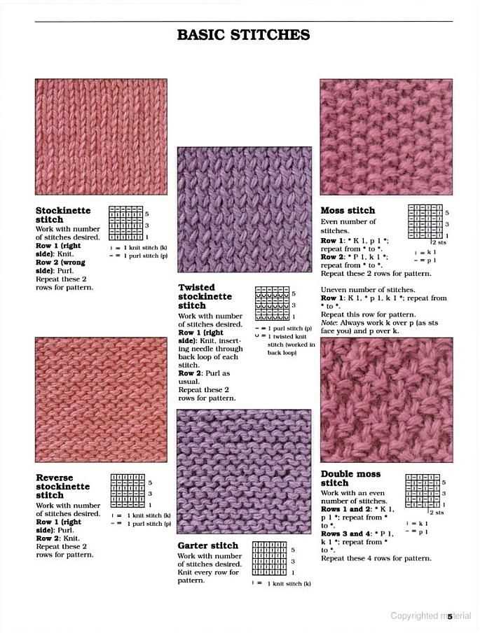 Knitting patterns with even number of stitches