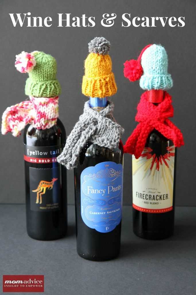 Free knitting pattern for wine bottle hat and scarf