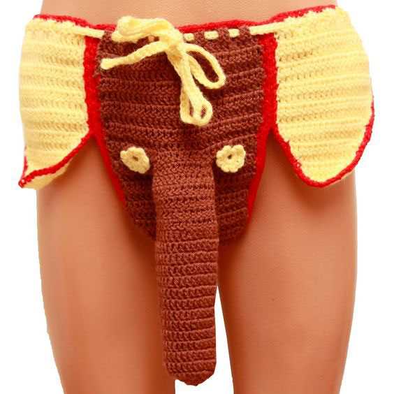 Knitted mens thong pattern