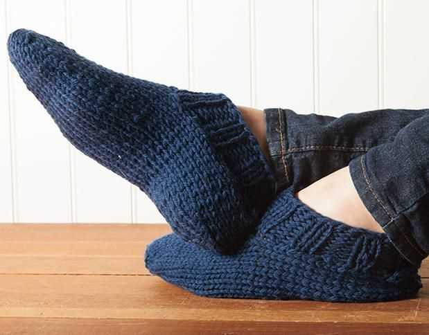 Beginner chunky knit slippers free pattern