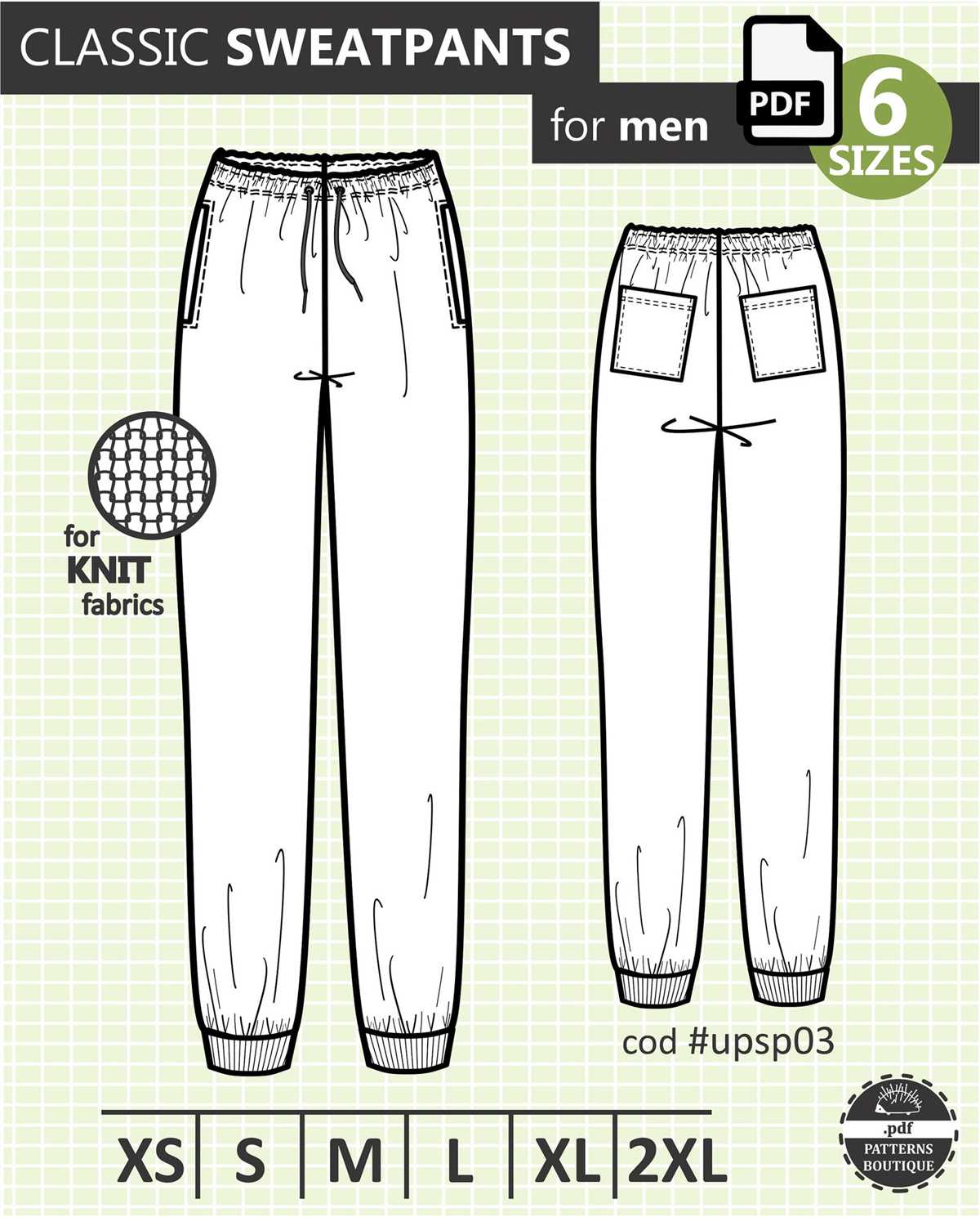 Knit sweatpants pattern