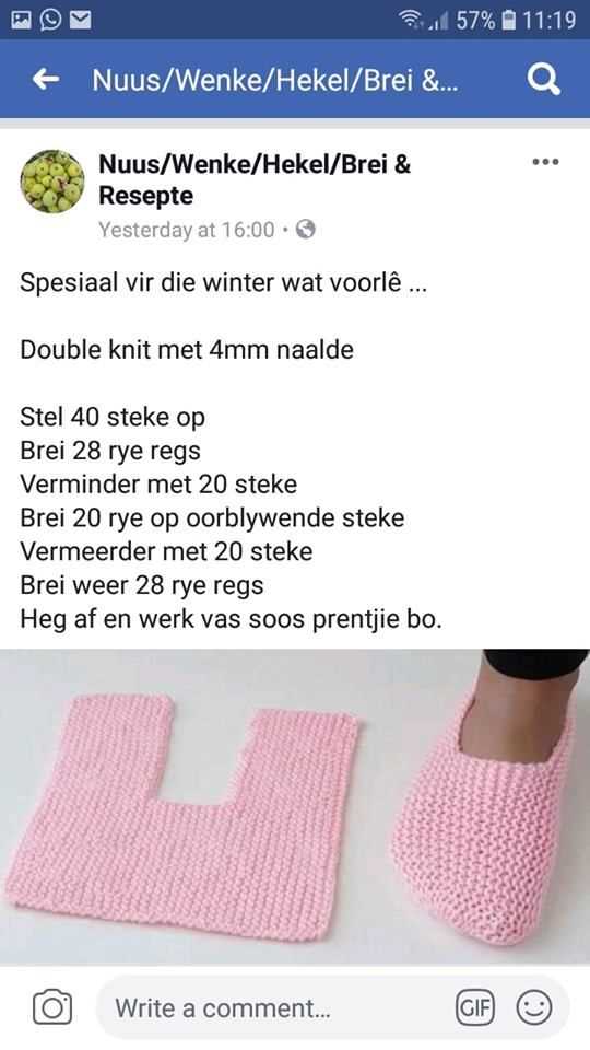 Beginner knitted slipper pattern