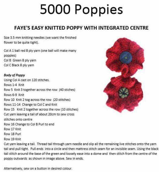 Poppy knitting pattern british legion