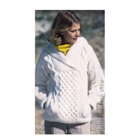 Aran hooded cardigan knitting pattern