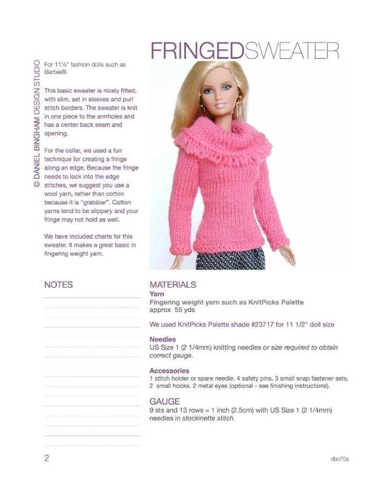 Barbie knitted sweater pattern