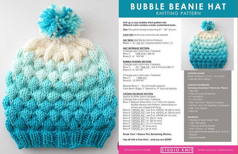 Beanie pattern knitting