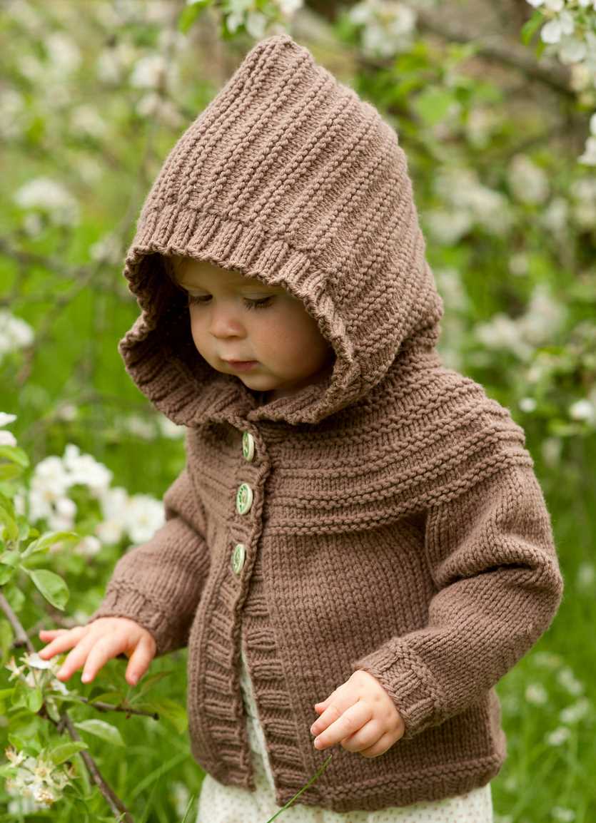 Childs hooded jacket knitting pattern