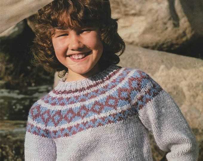 Childs v neck sweater knitting pattern