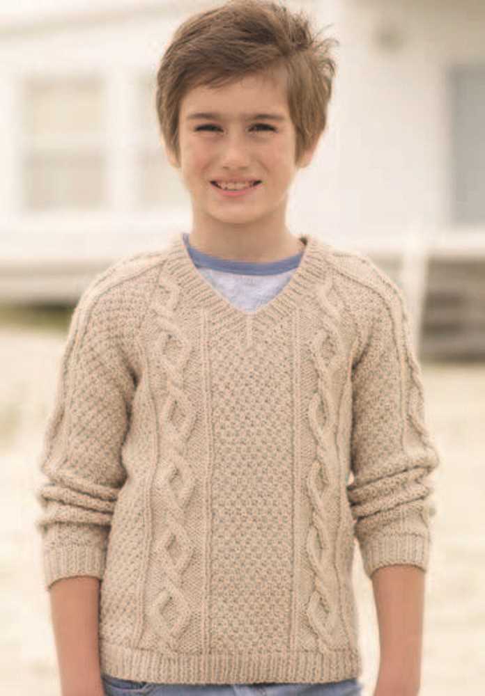 Childs v neck sweater knitting pattern