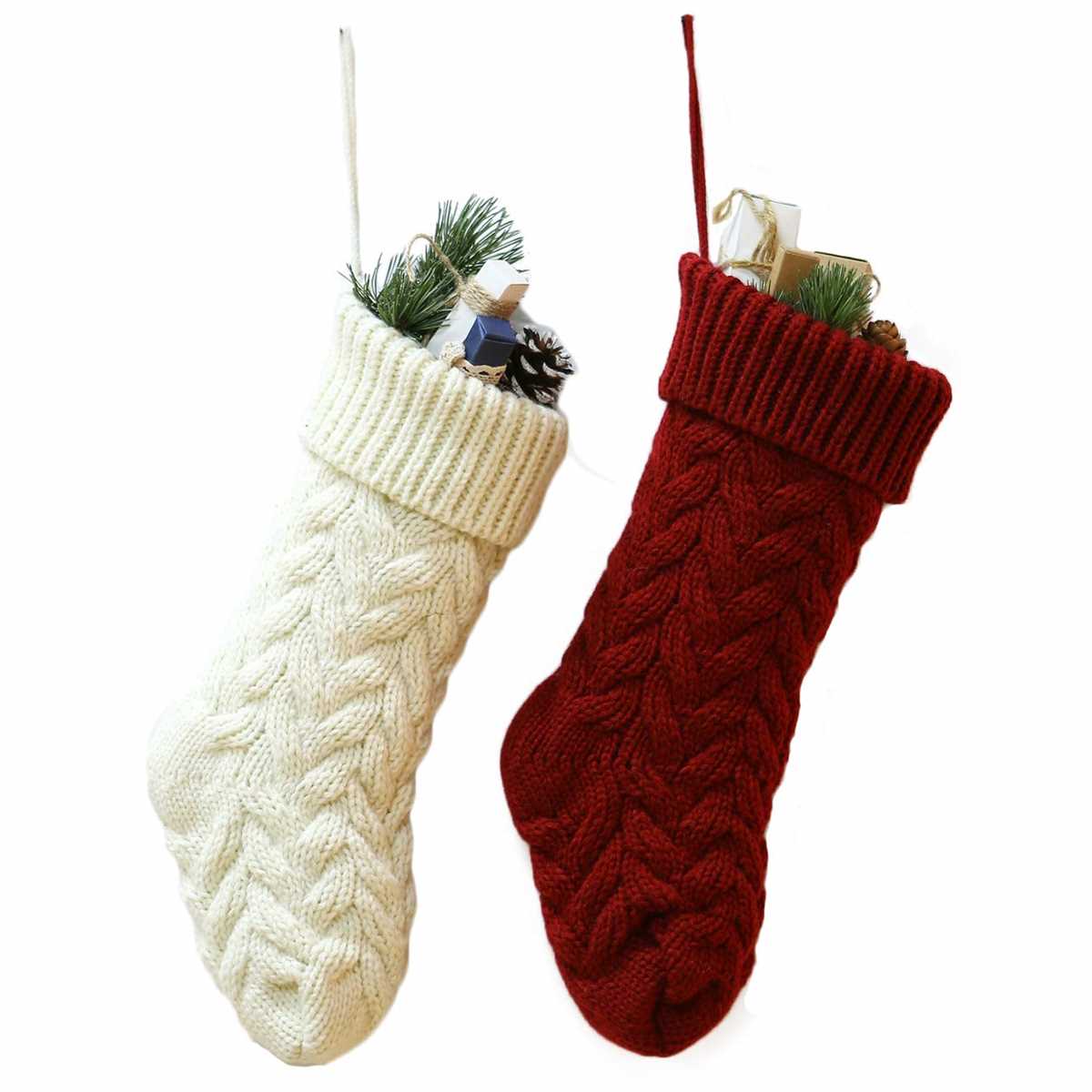 Chunky cable knit christmas stocking pattern