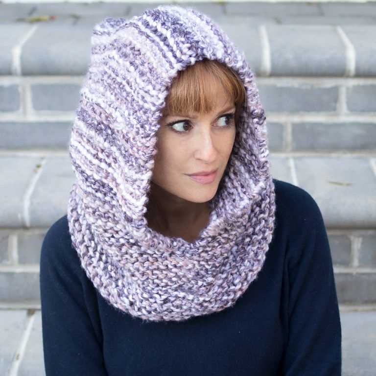 Easy hooded scarf free knitting pattern