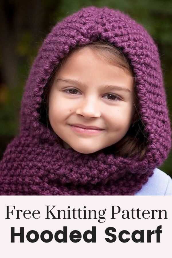 Easy hooded scarf free knitting pattern