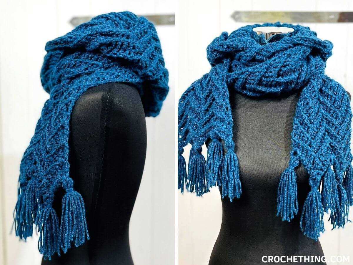 Easy hooded scarf free knitting pattern