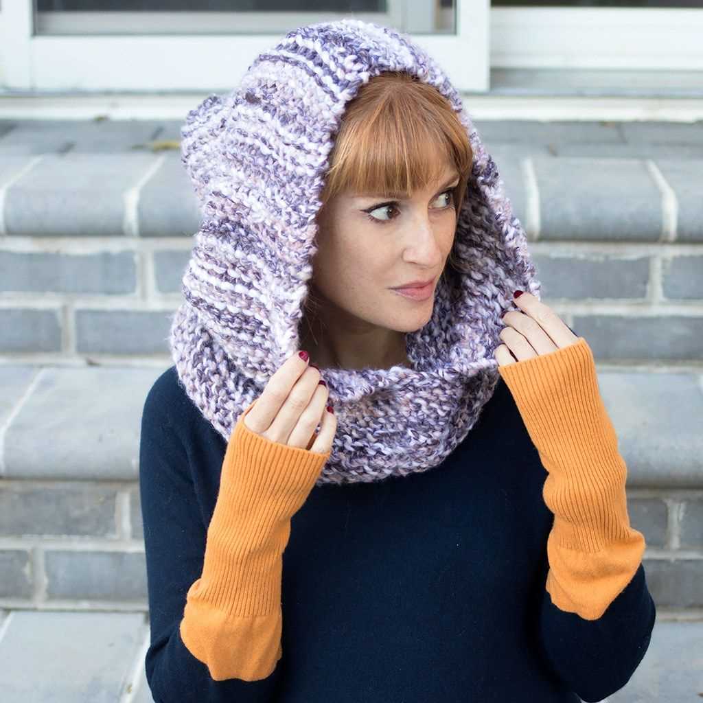 Easy hooded scarf free knitting pattern