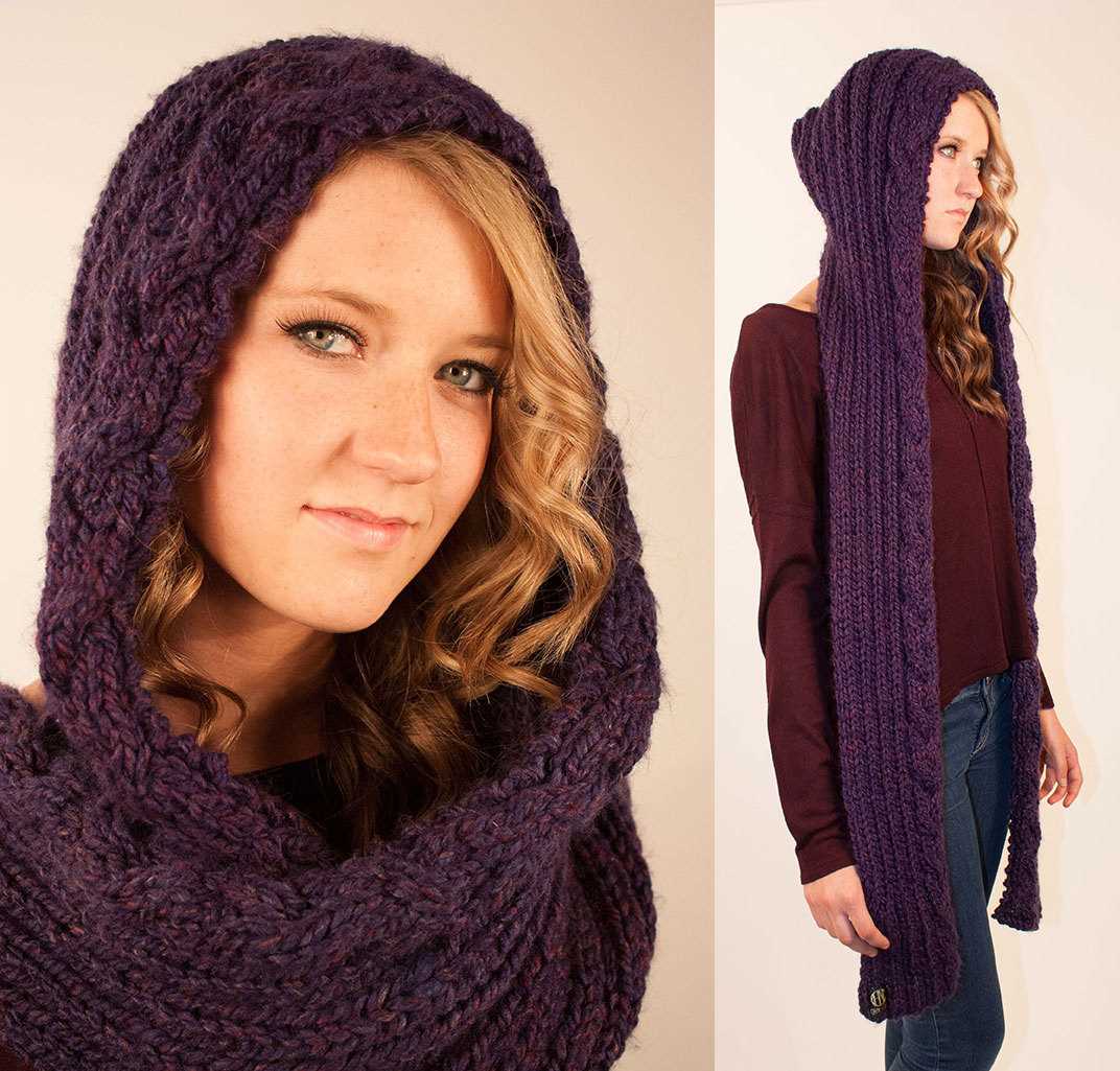 Easy hooded scarf free knitting pattern