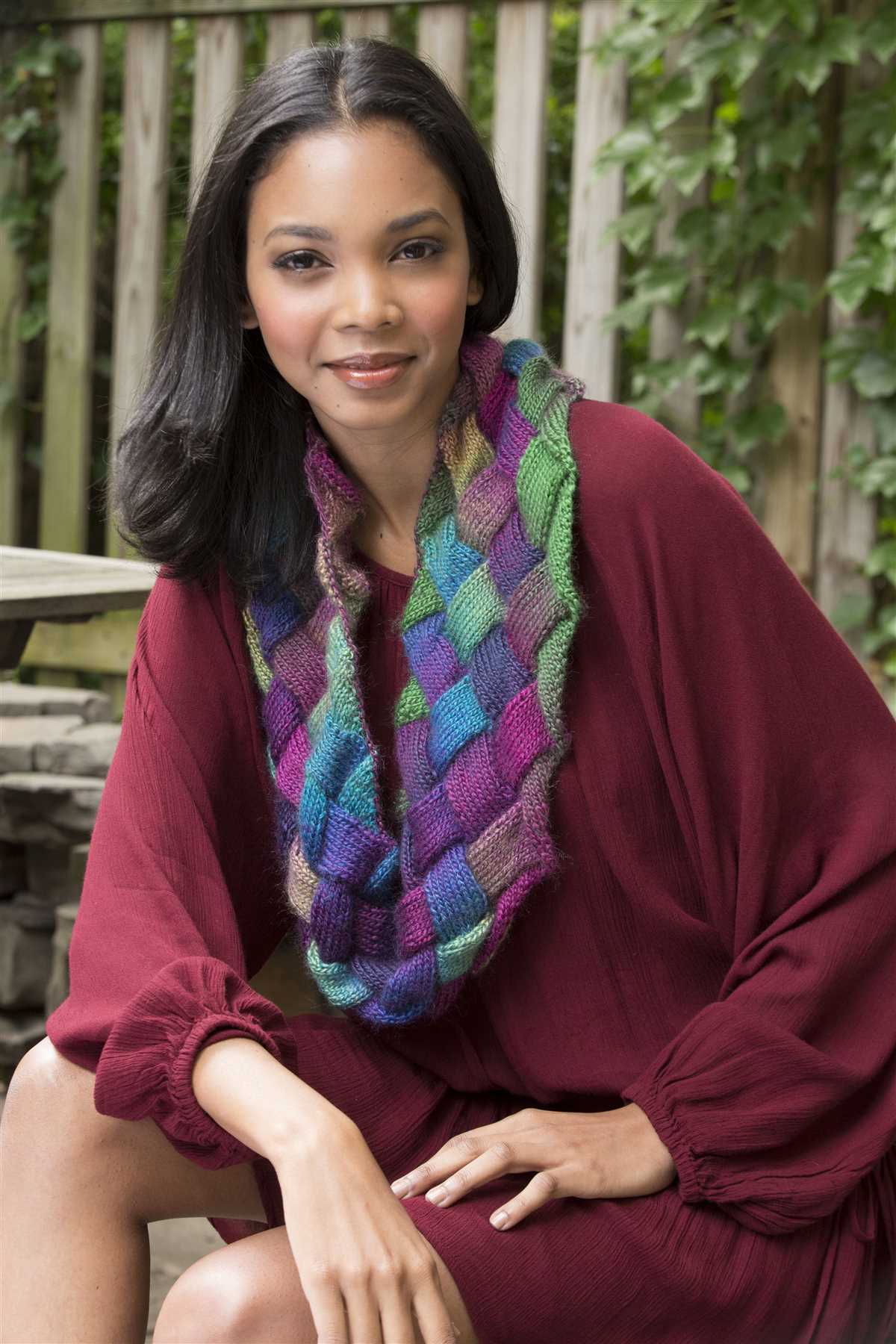 Entrelac scarf free knitting pattern