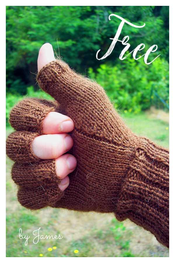 Free knitting pattern for fingerless gloves with thumb