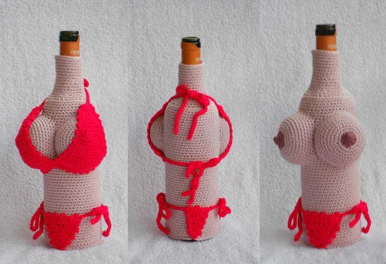 Free knitting pattern for wine bottle hat and scarf