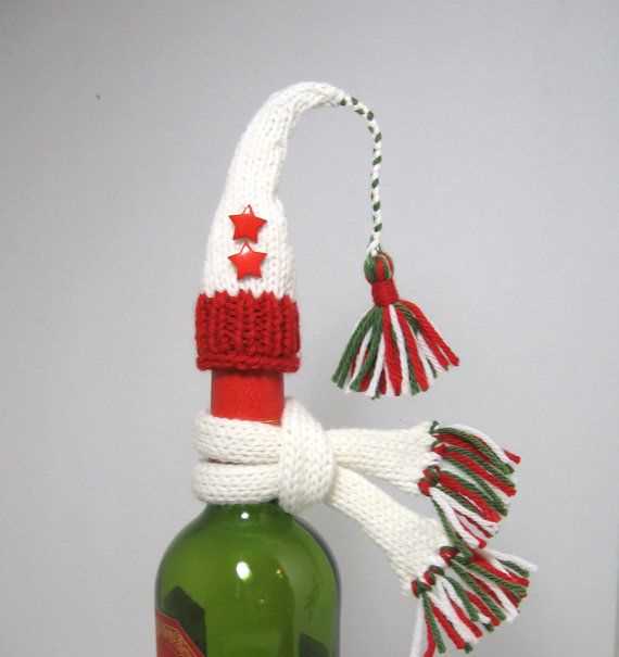 Free knitting pattern for wine bottle hat and scarf