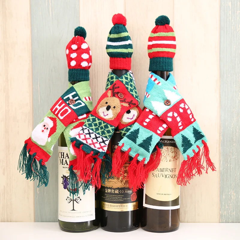 Free knitting pattern for wine bottle hat and scarf