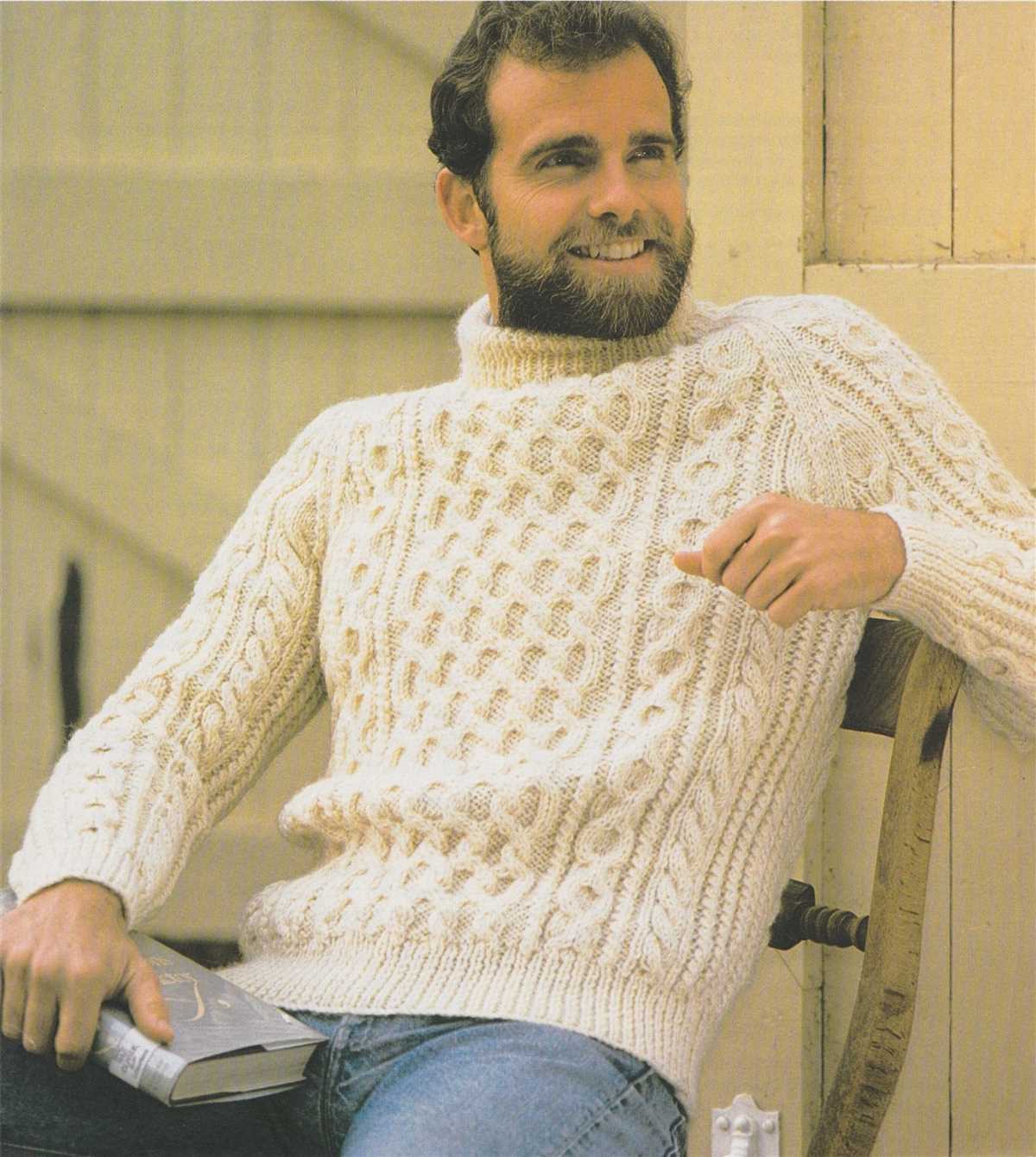 Free knitting pattern mens aran sweater