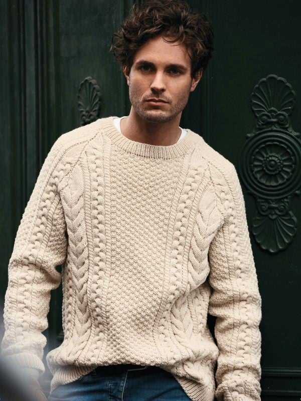 Free knitting pattern mens aran sweater