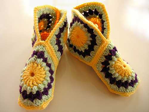 Free knitted square slipper pattern