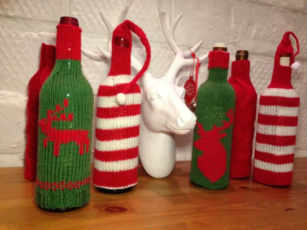 Free knitting pattern for wine bottle hat and scarf