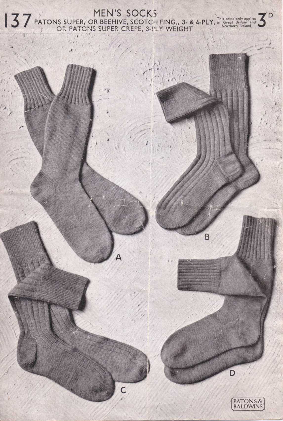 Free knitting pattern mens socks