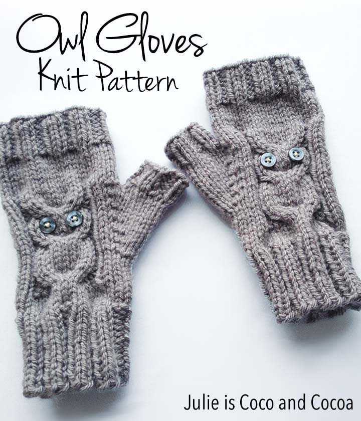 Free owl fingerless gloves knitting pattern