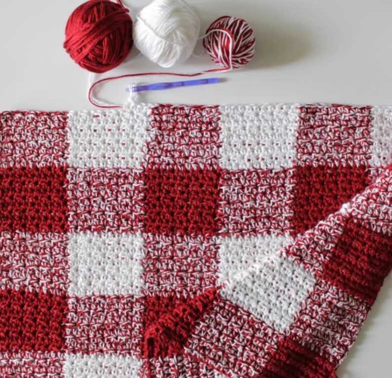 Gingham blanket knitting pattern