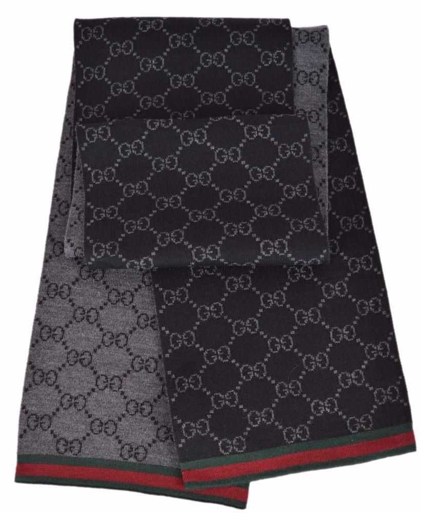 Gucci gg jacquard pattern knitted scarf