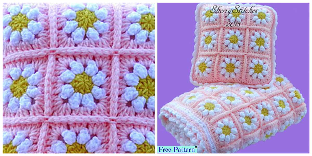 Knit daisy flower pattern