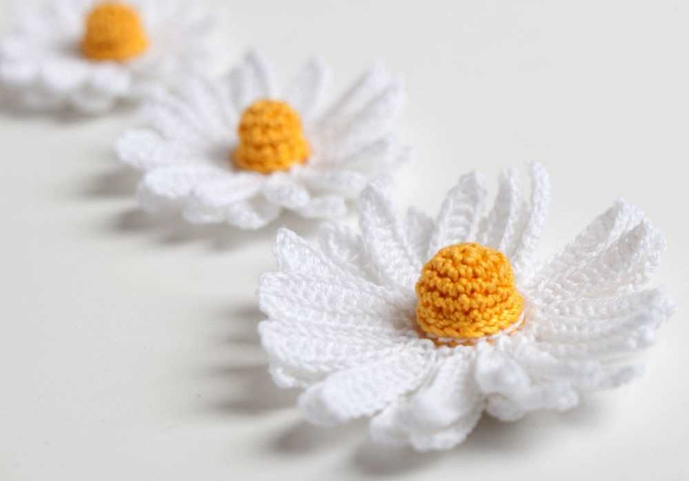 Knit daisy flower pattern