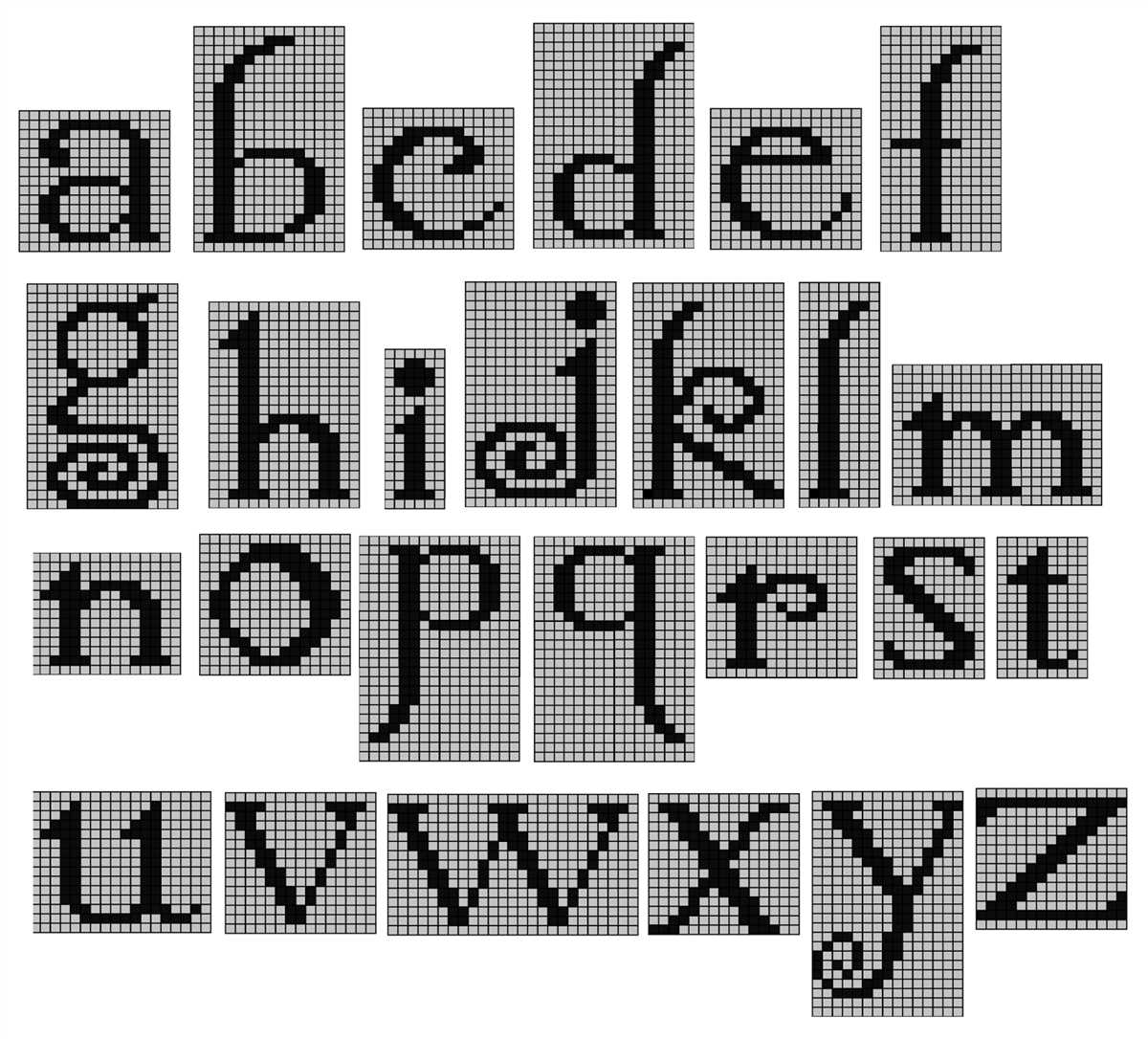 Knit alphabet pattern