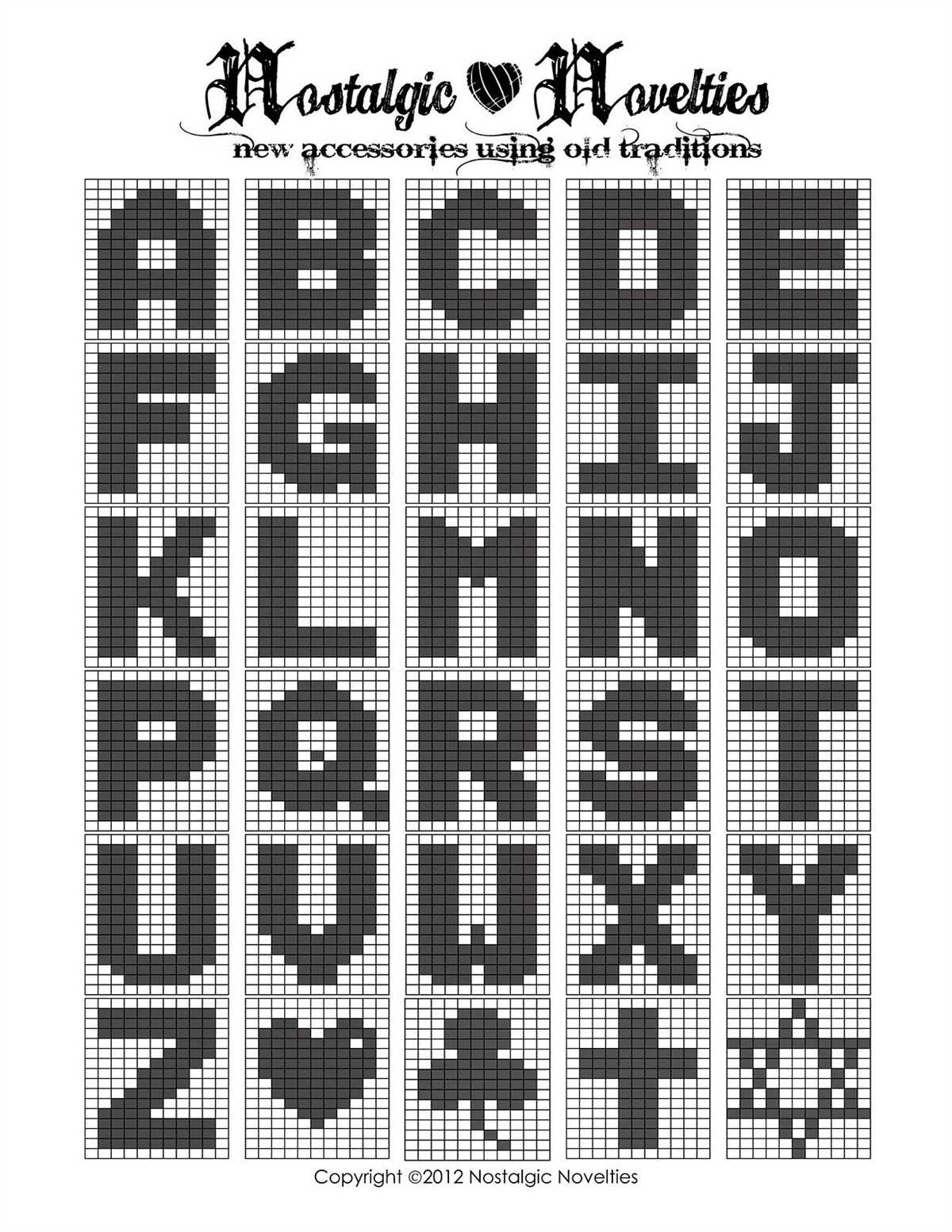 Knit alphabet pattern