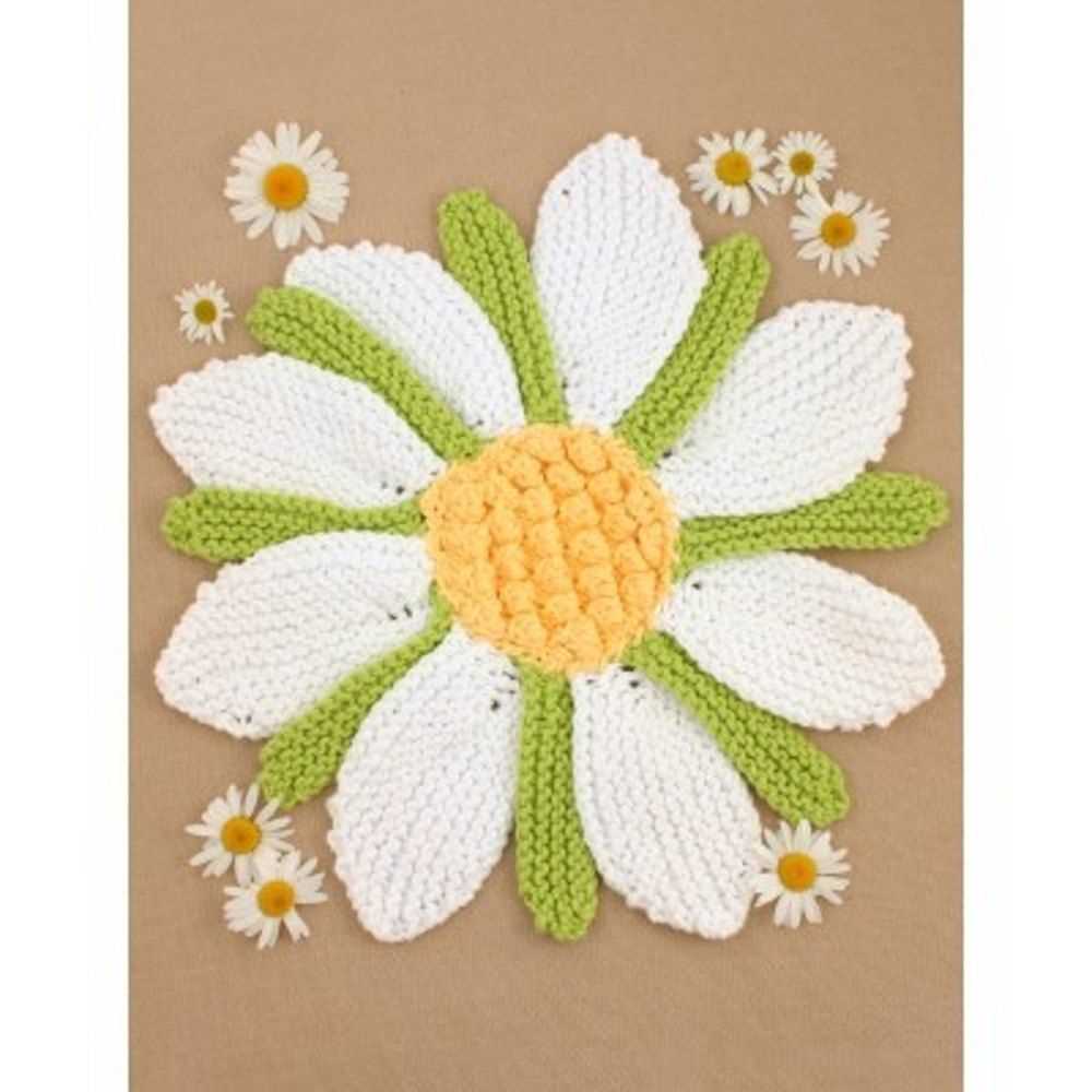 Knit daisy flower pattern