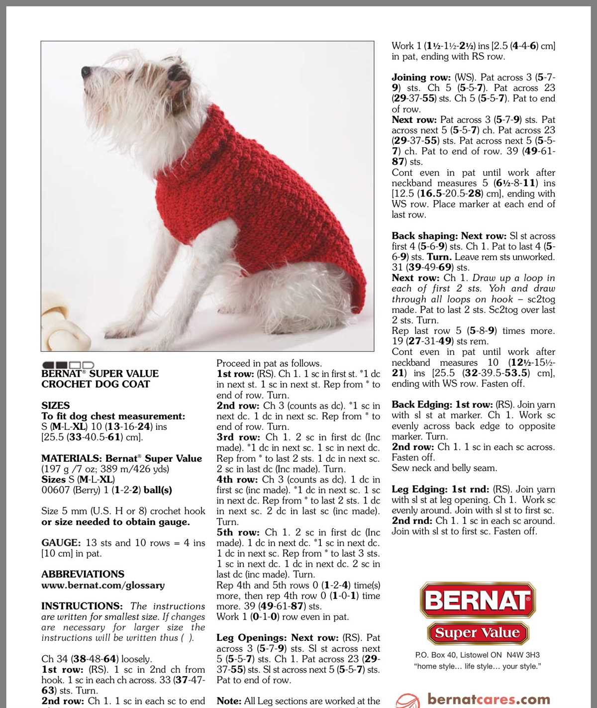 Knit dog coat pattern free