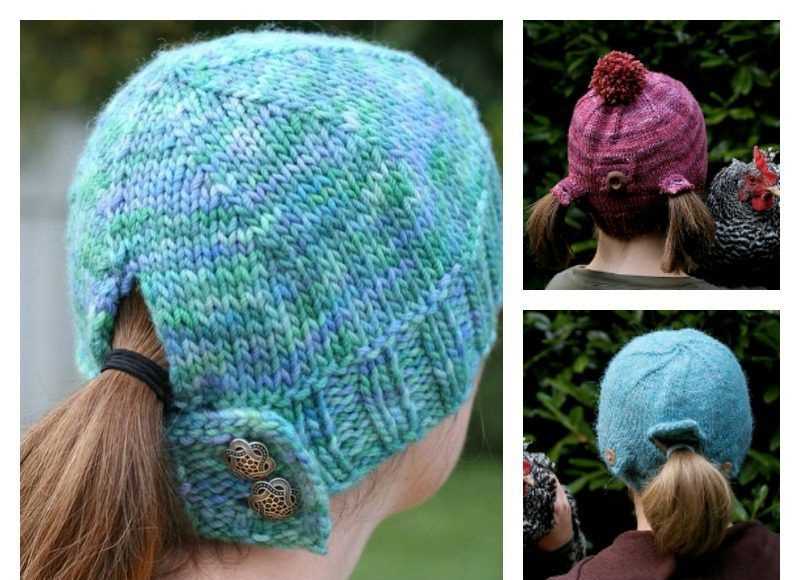 Knit hat pattern with hole for ponytail