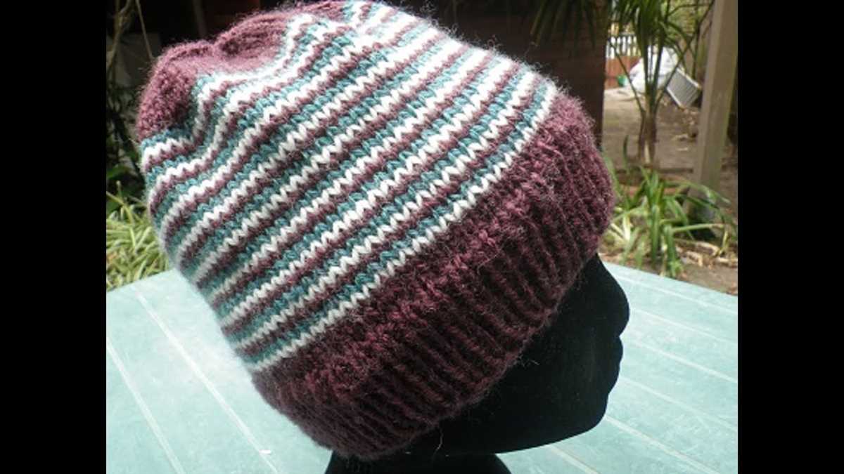 Knit hat with sock yarn pattern