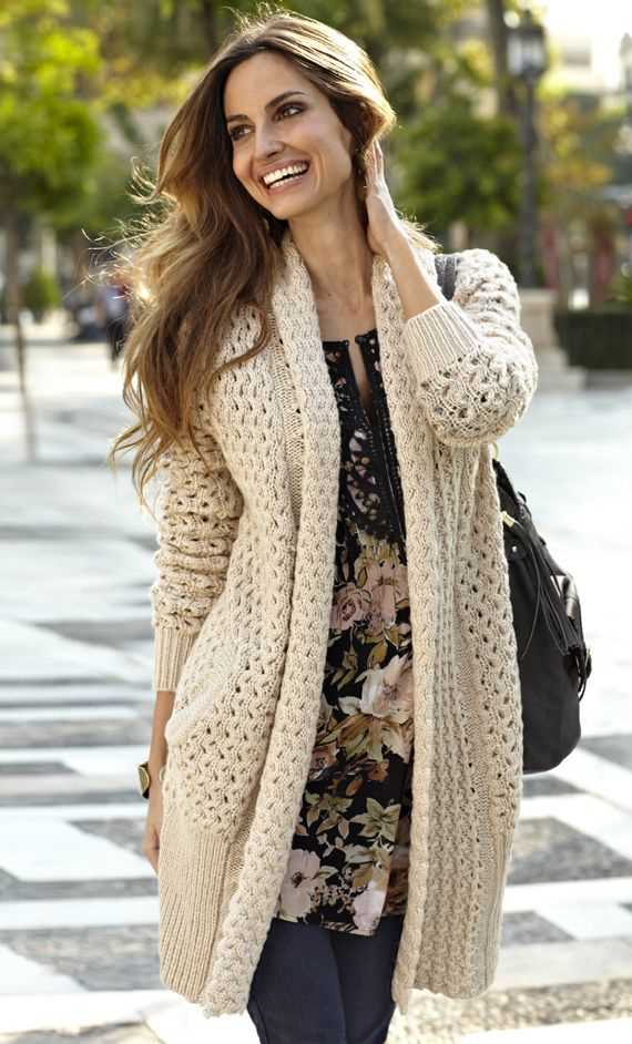 Knit pattern cardigan