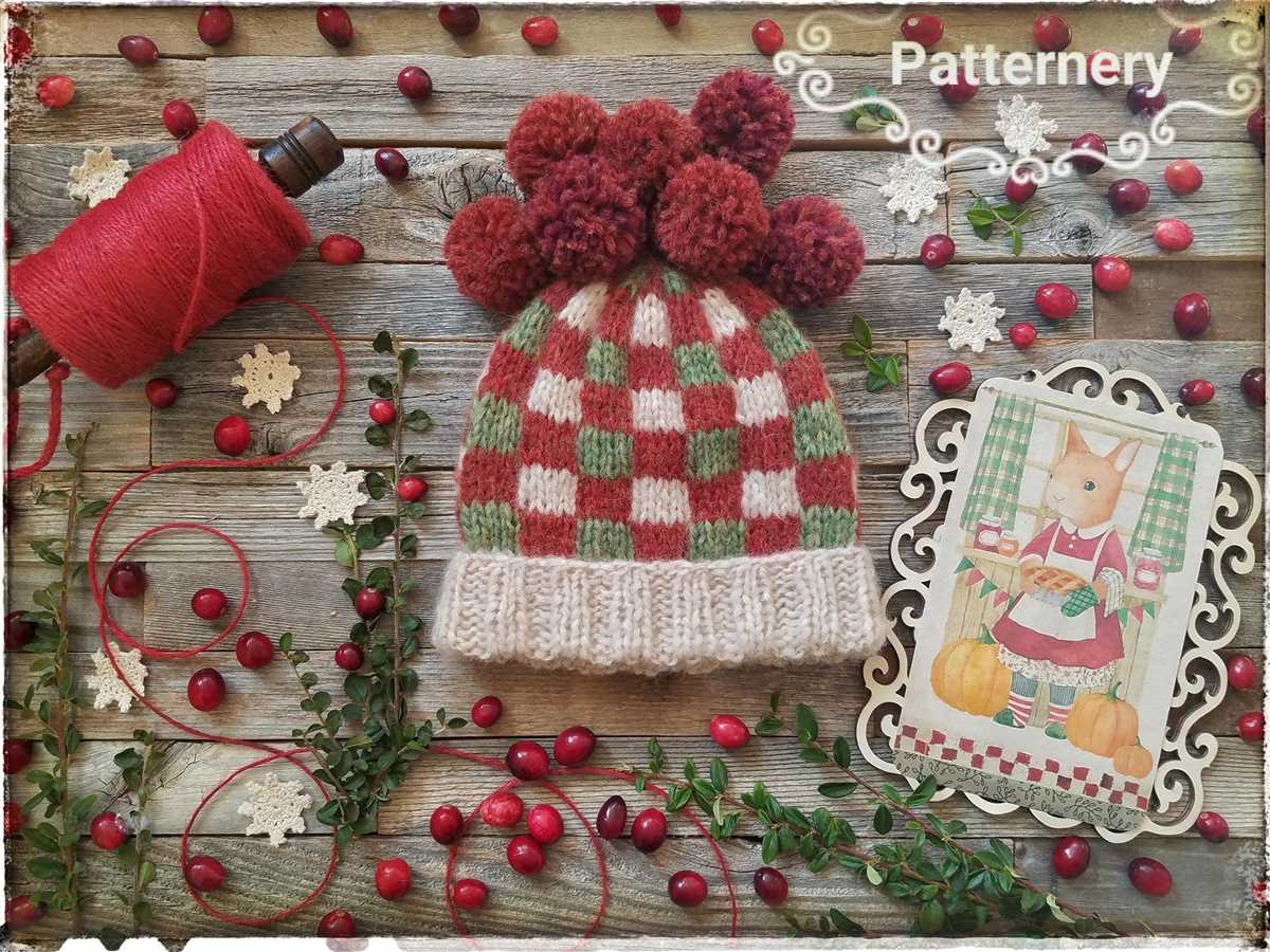 Knit plaid hat pattern