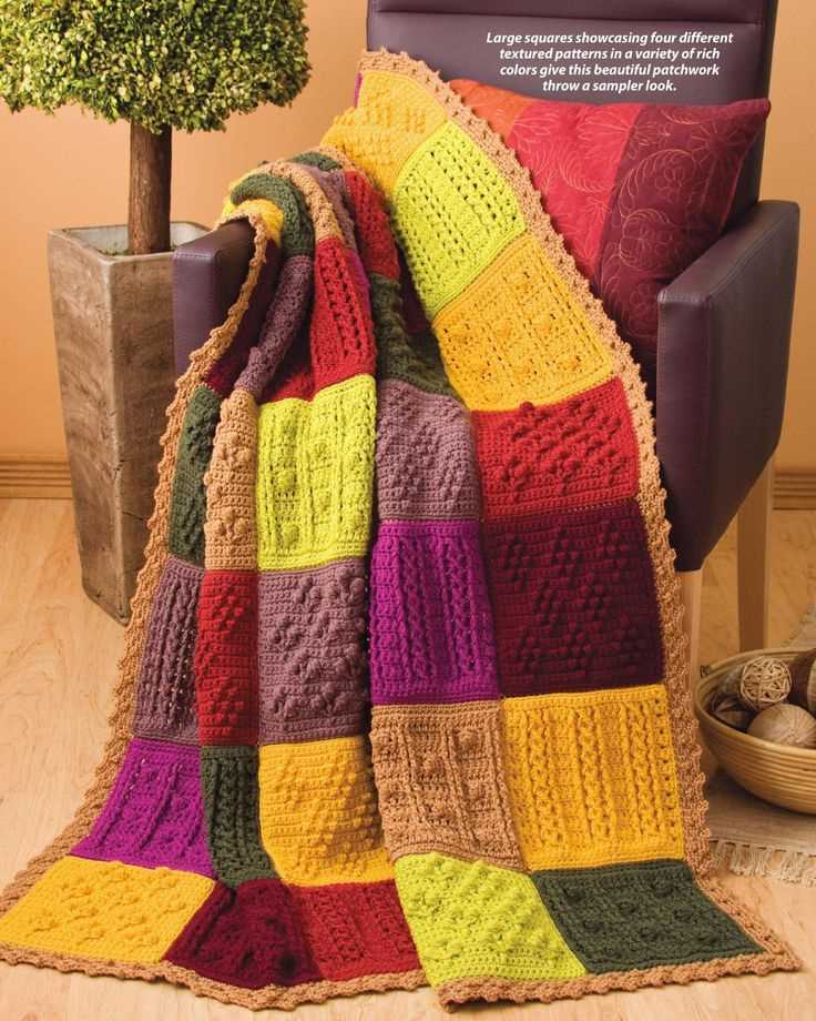 Knitted granny square blanket pattern