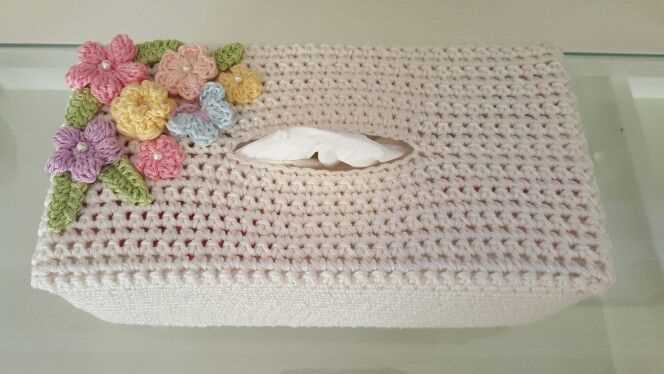 Knitted lace tissue box cover pattern