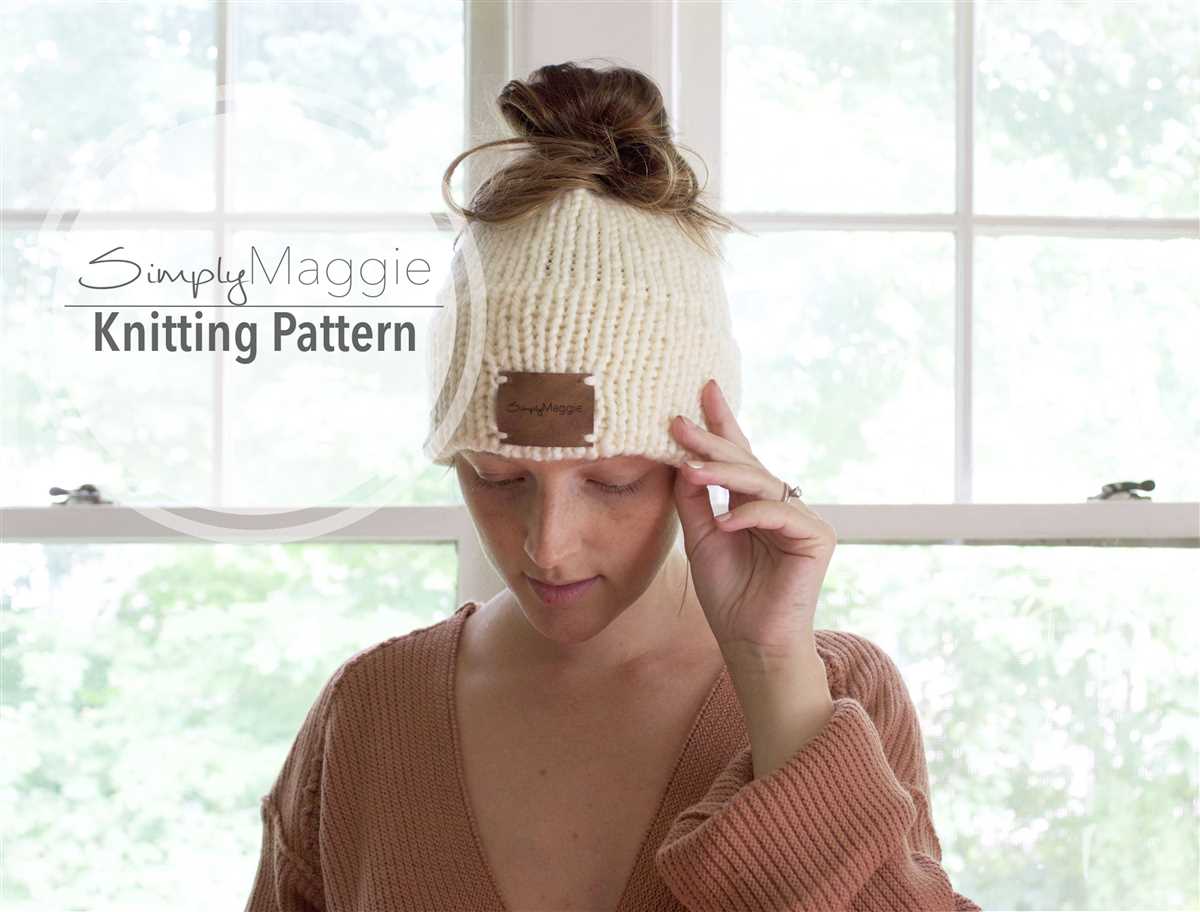 Knitted messy bun hat free pattern