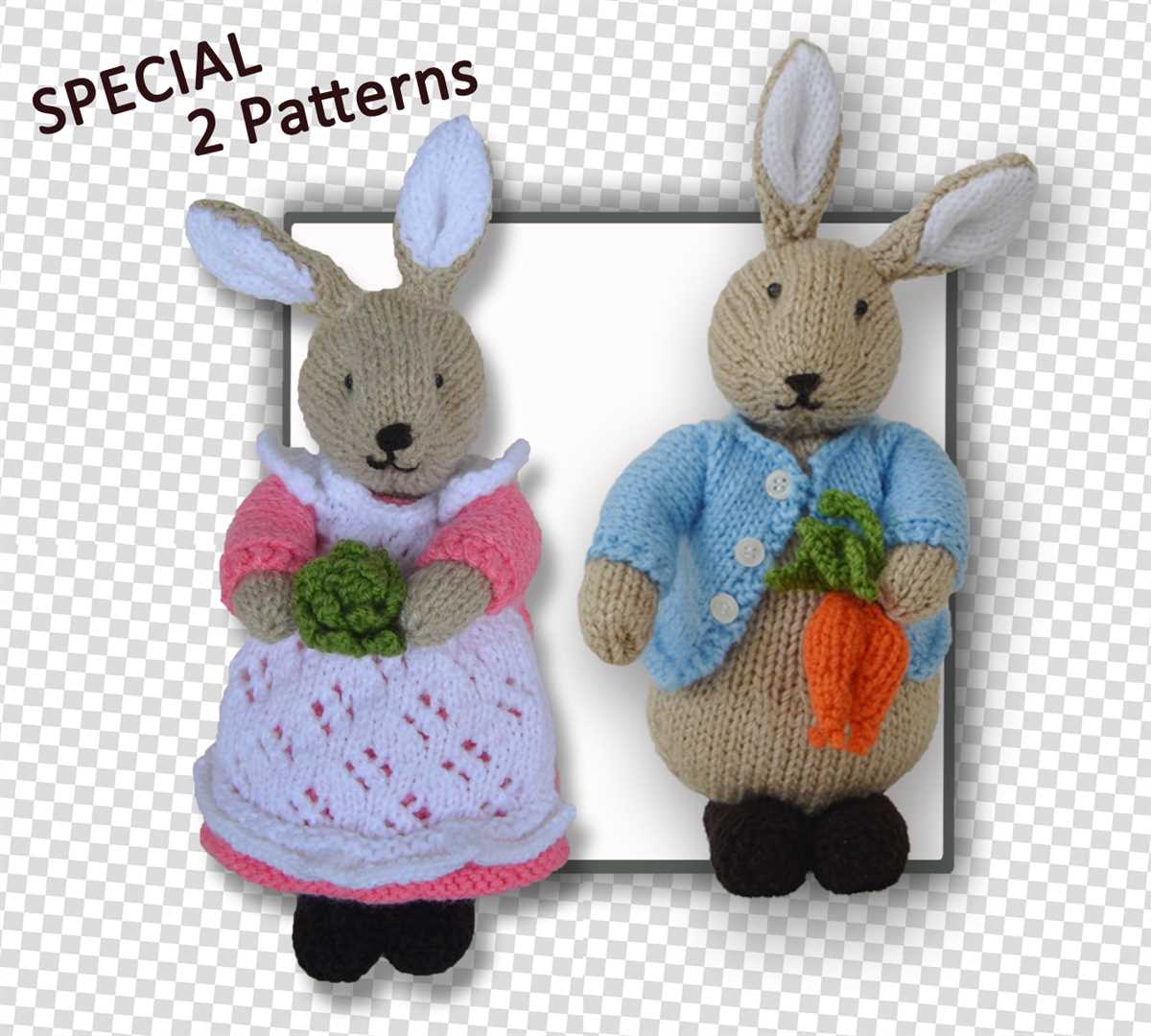 Knitted rabbit pattern square