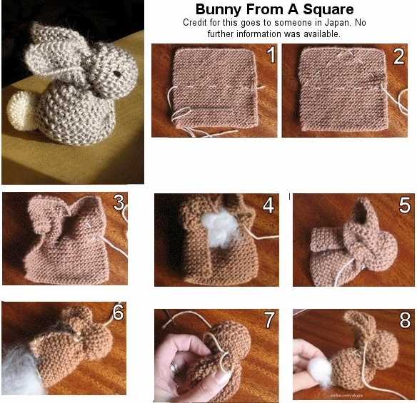 Knitted rabbit pattern square