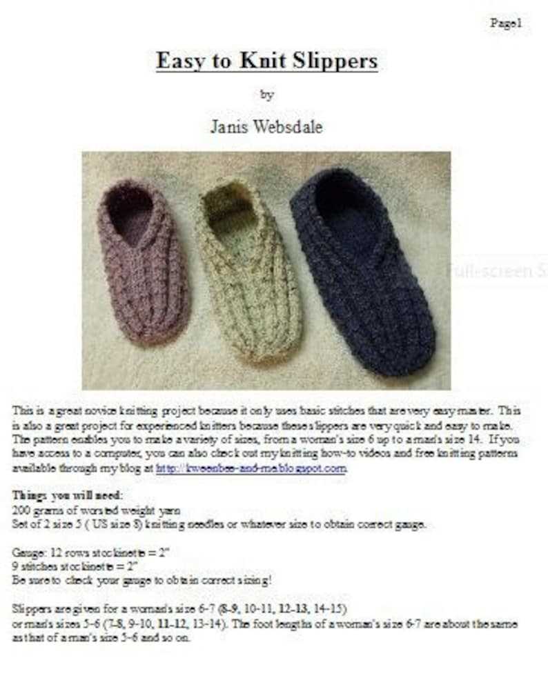 Knitted slippers free patterns easy