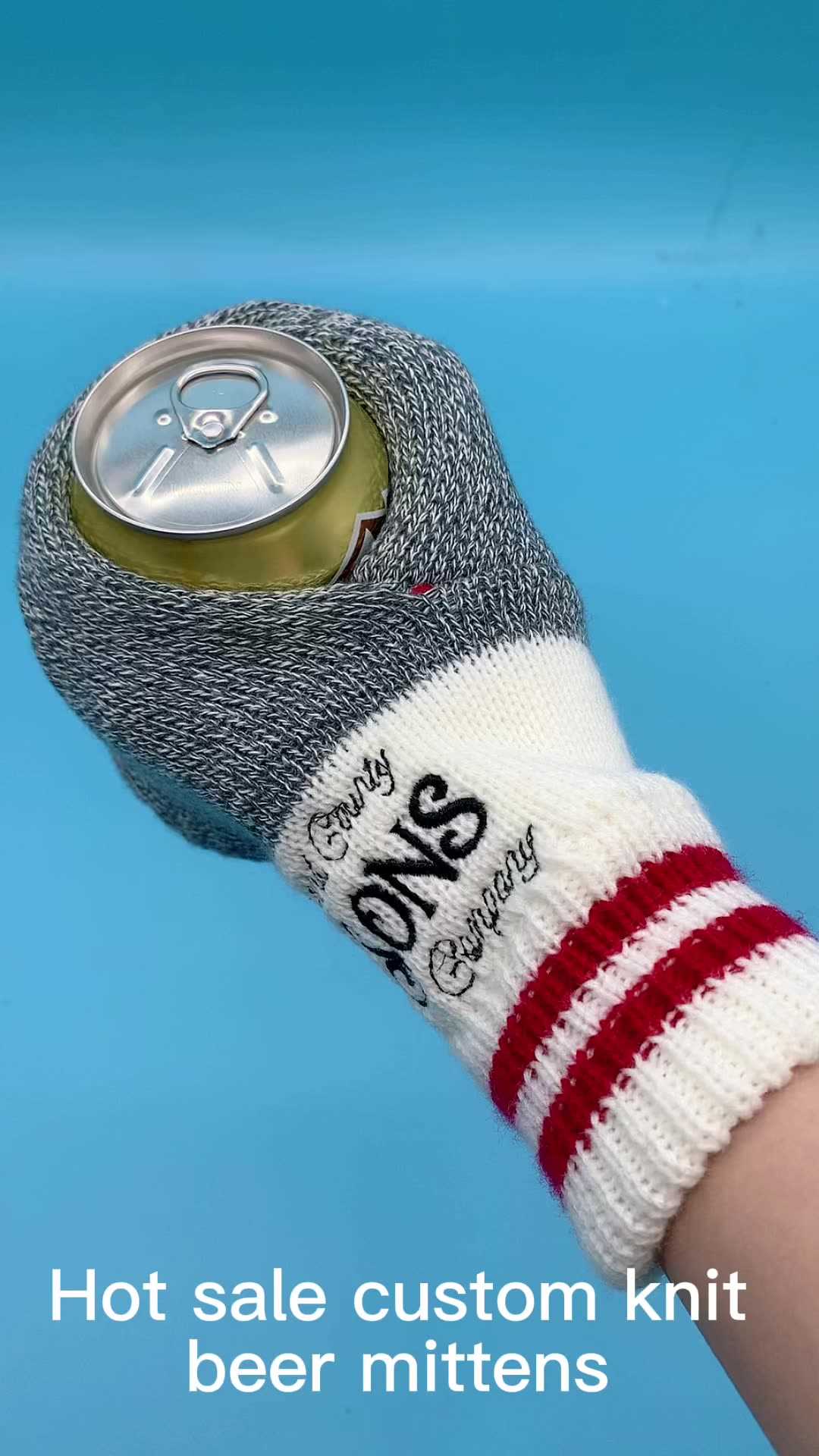 Knitted beer can mitten pattern