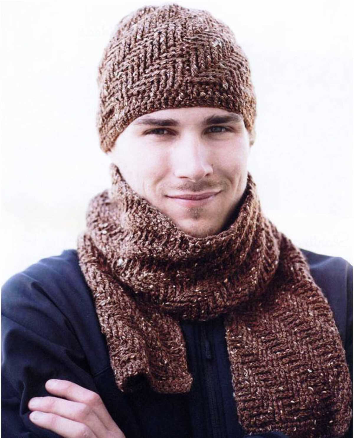 Knitting pattern for mens scarf and hat